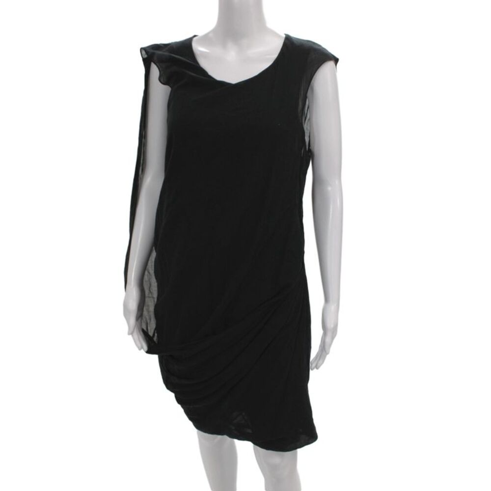 Helmut Lang Women Shift Dress Black Mock Neck Knee Length Size 8